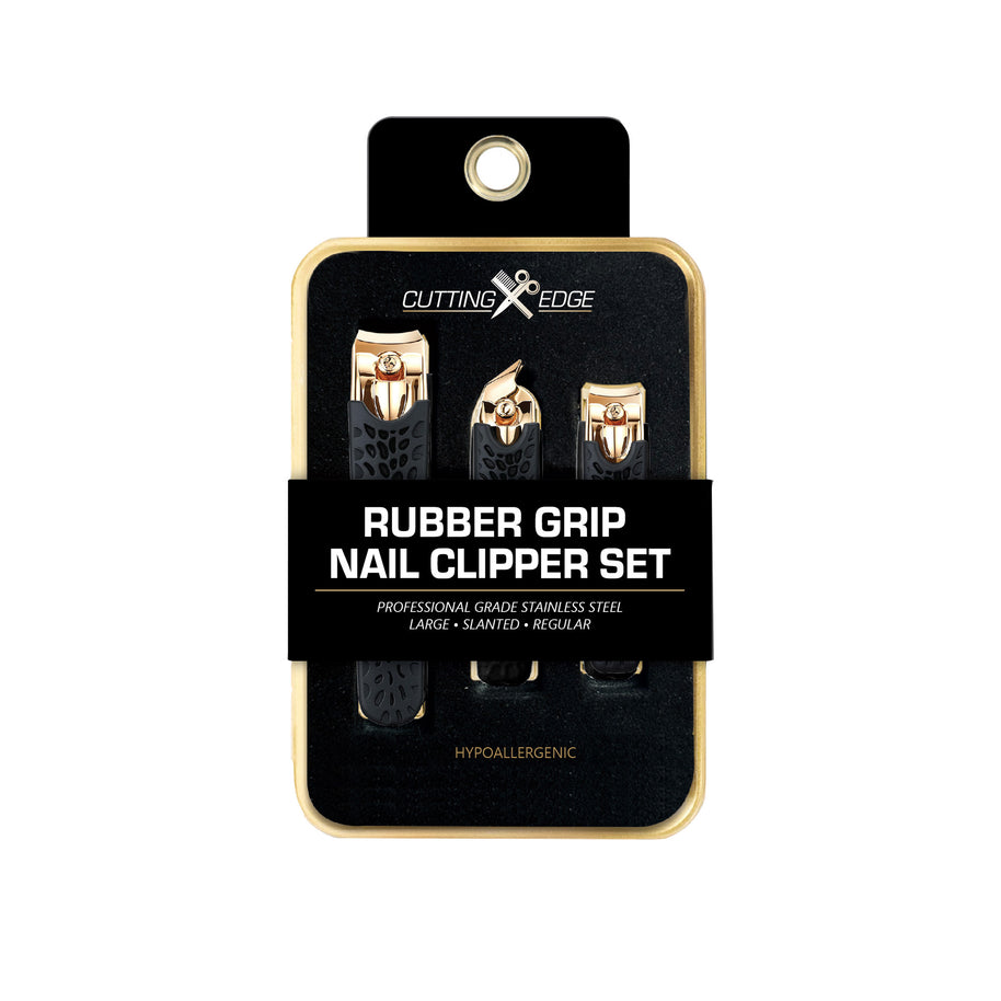 3-Piece Nail Clipper Set – Gold-Coated Stainless Steel with Non-Slip Rubber Grip & Tactical Storage Case