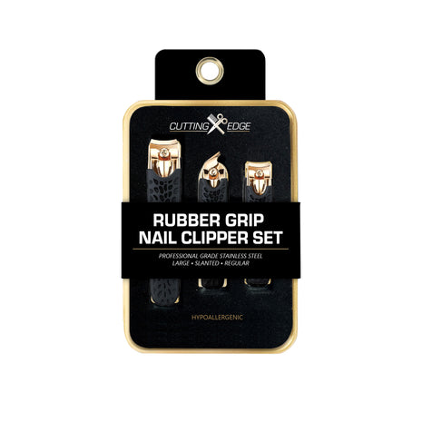 3-Piece Nail Clipper Set – Gold-Coated Stainless Steel with Non-Slip Rubber Grip & Tactical Storage Case