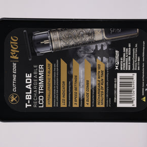 Kyoto Rechargeable LCD Trimmer – Professional Hair & Beard Detailer – 120 Minute Battery – Gold Dragon Embossed Metal Body