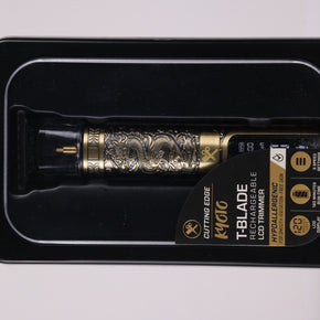 Kyoto Rechargeable LCD Trimmer – Professional Hair & Beard Detailer – 120 Minute Battery – Gold Dragon Embossed Metal Body