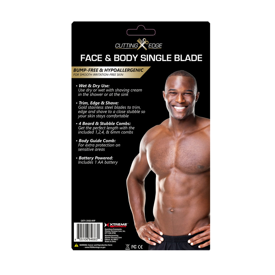 Face & Body Single Blade Trimmer – Wet/Dry Hybrid Shaver & Groomer with 5 Attachment Combs