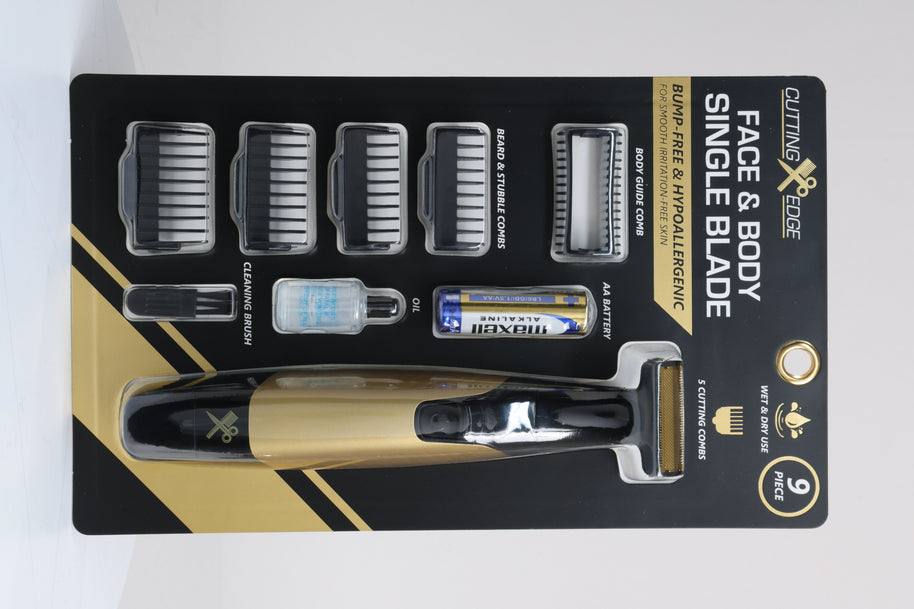 Face & Body Single Blade Trimmer – Wet/Dry Hybrid Shaver & Groomer with 5 Attachment Combs