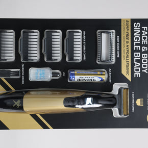 Face & Body Single Blade Trimmer – Wet/Dry Hybrid Shaver & Groomer with 5 Attachment Combs