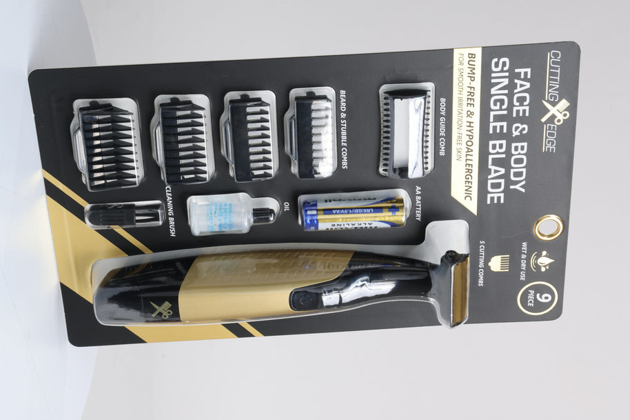 Face & Body Single Blade Trimmer – Wet/Dry Hybrid Shaver & Groomer with 5 Attachment Combs