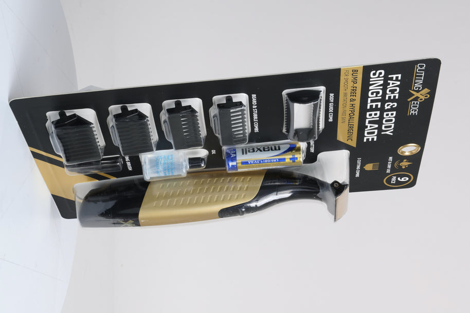 Face & Body Single Blade Trimmer – Wet/Dry Hybrid Shaver & Groomer with 5 Attachment Combs