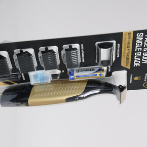 Face & Body Single Blade Trimmer – Wet/Dry Hybrid Shaver & Groomer with 5 Attachment Combs