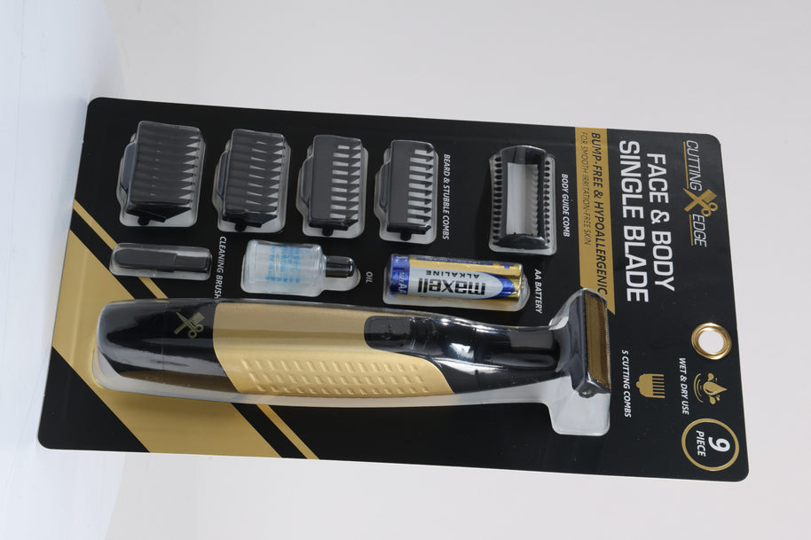 Face & Body Single Blade Trimmer – Wet/Dry Hybrid Shaver & Groomer with 5 Attachment Combs