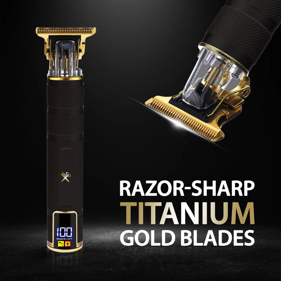 Elite Grooming Bundle: LCD T-Blade Trimmer & Kyoto Dual Gold Foil Shaver