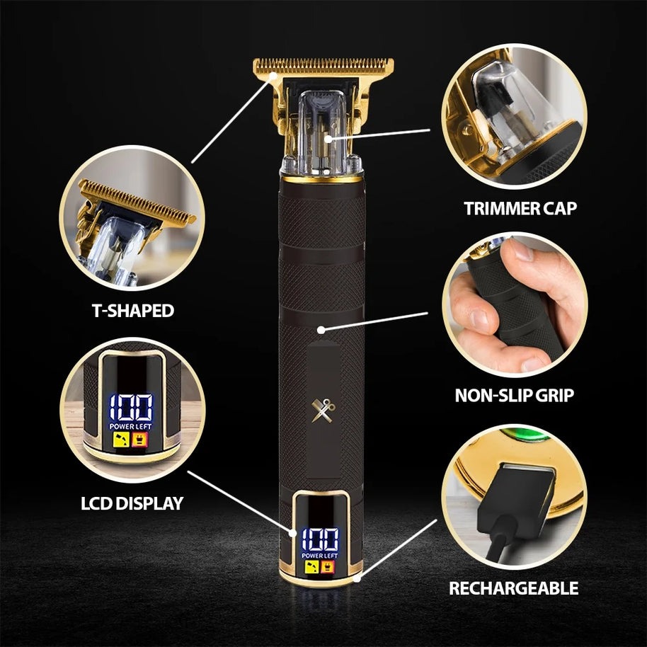 Elite Grooming Bundle: LCD T-Blade Trimmer & Kyoto Dual Gold Foil Shaver