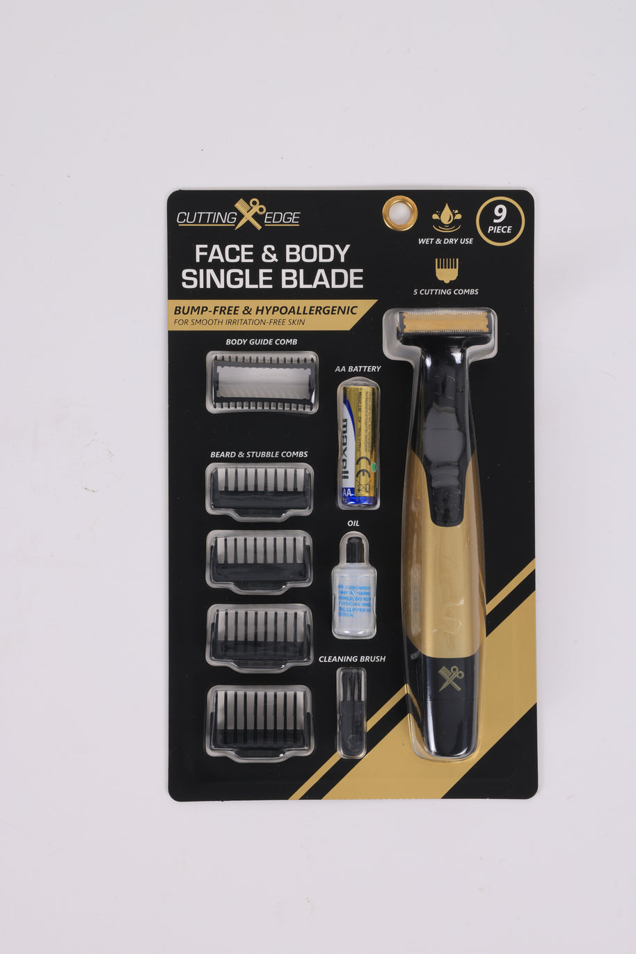 Face & Body Single Blade Trimmer – Wet/Dry Hybrid Shaver & Groomer with 5 Attachment Combs