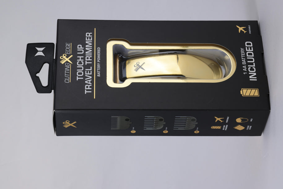 Hypoallergenic Battery-Powered T-Blade Beard Trimmer for Men with 3 Guide Combs, Gold