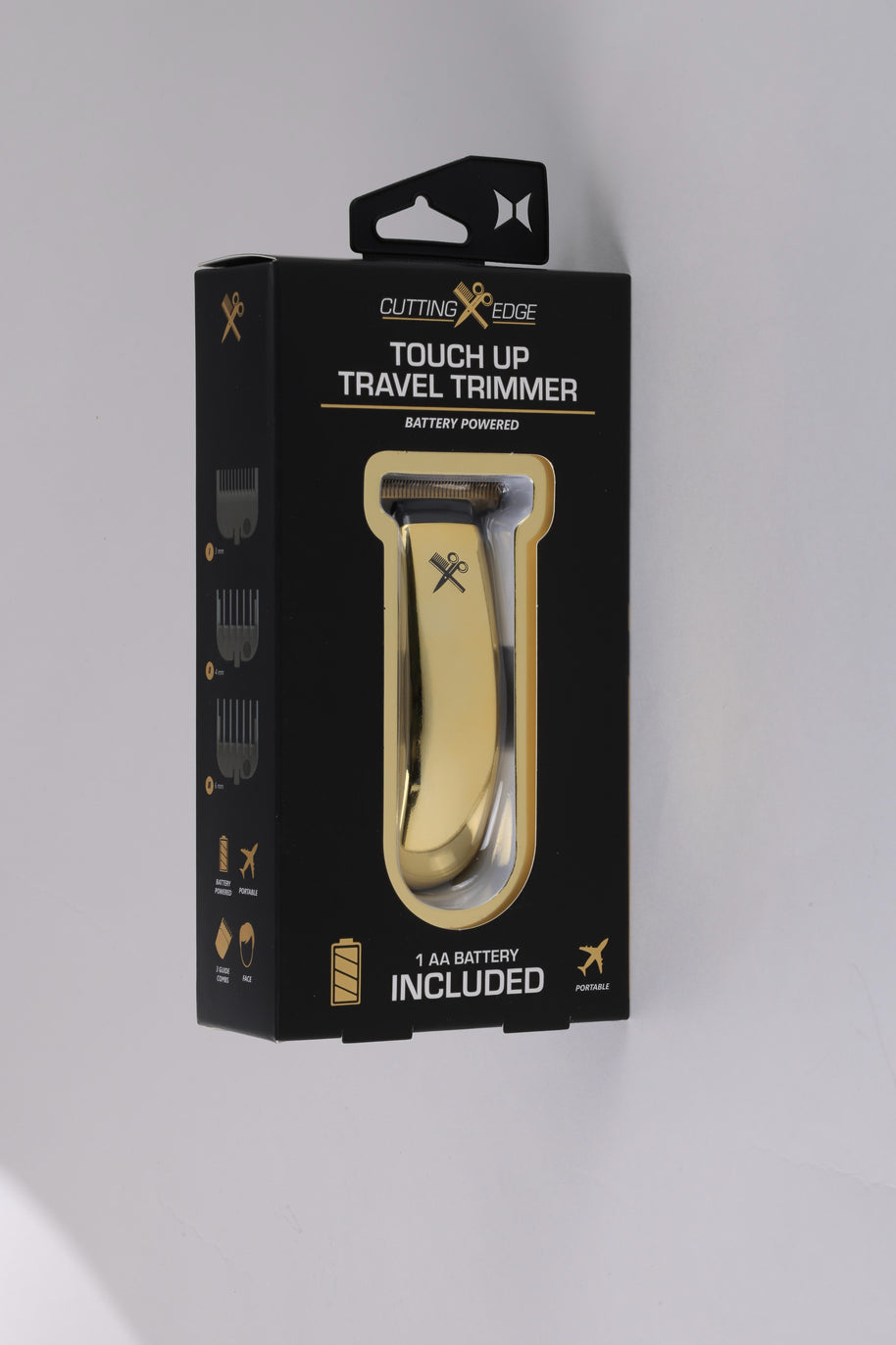Hypoallergenic Battery-Powered T-Blade Beard Trimmer for Men with 3 Guide Combs, Gold