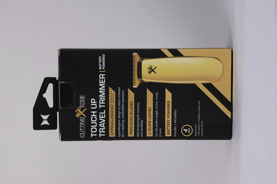 Hypoallergenic Battery-Powered T-Blade Beard Trimmer for Men with 3 Guide Combs, Gold
