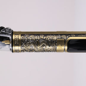 Kyoto Rechargeable LCD Trimmer – Professional Hair & Beard Detailer – 120 Minute Battery – Gold Dragon Embossed Metal Body