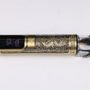 Kyoto Rechargeable LCD Trimmer – Professional Hair & Beard Detailer – 120 Minute Battery – Gold Dragon Embossed Metal Body